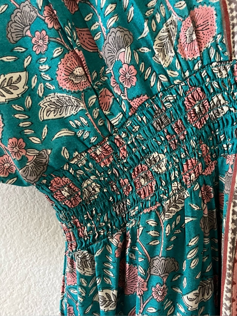 Natural Life Celia Floral Tiered Maxi Dress Smocked Boho Resort Size M - Picture 9 of 13